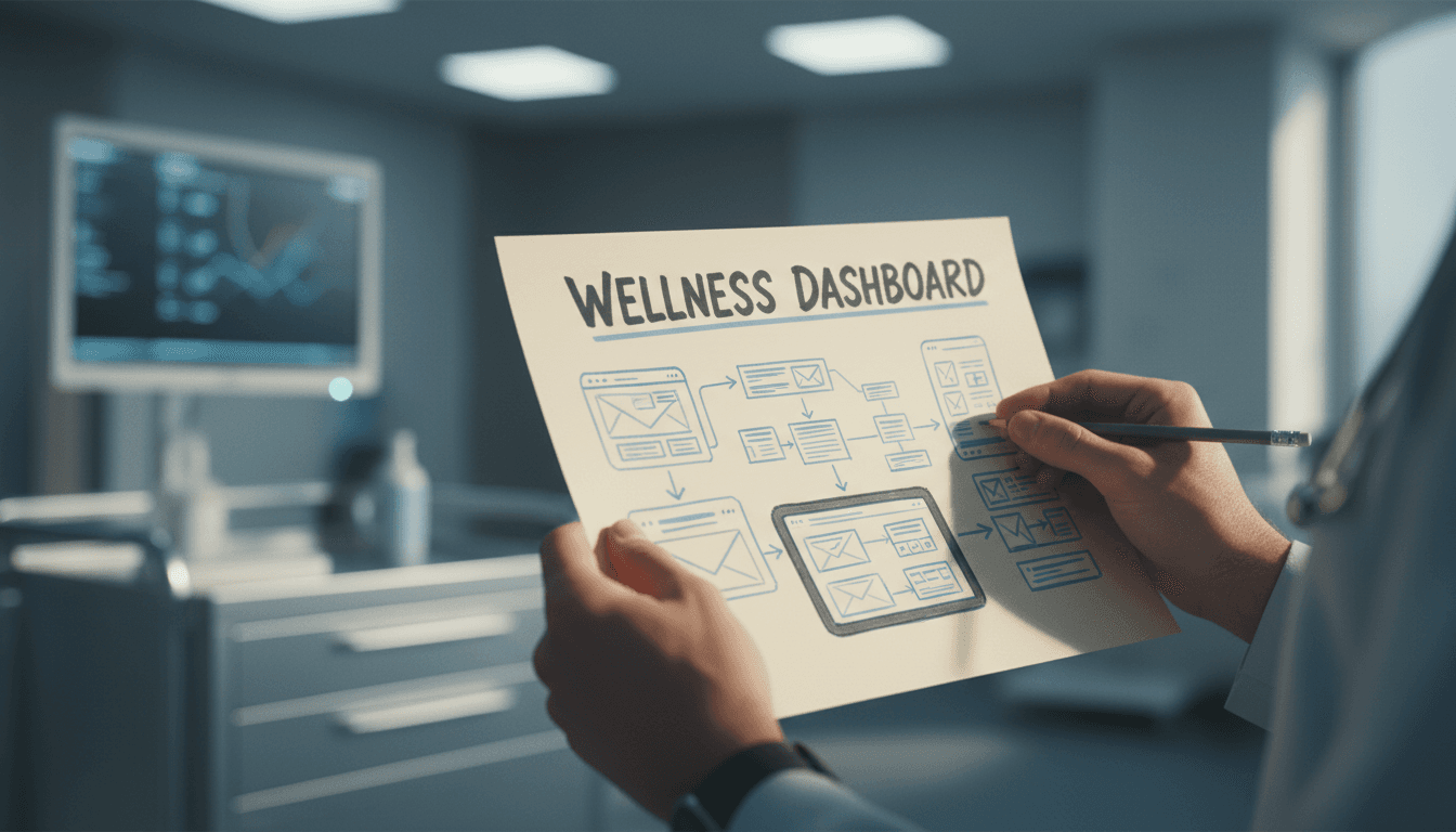 Medical student working on healthcare design prototype with sketch and materials